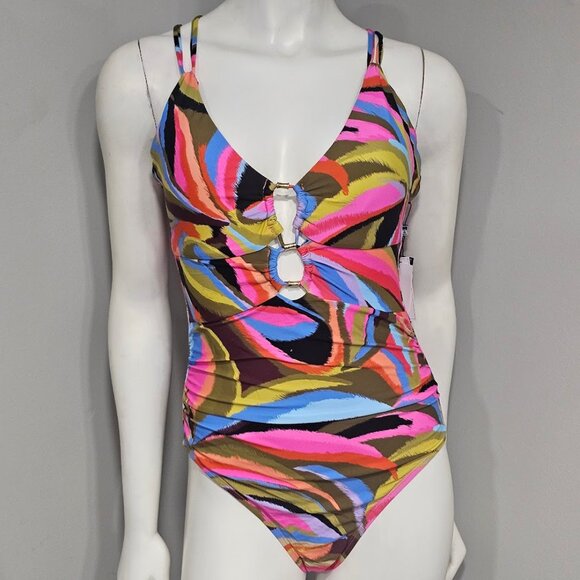 La Blanca Women's Tropic Waves Lace-up One-Piece Swimsuit - Picture 2 of 10